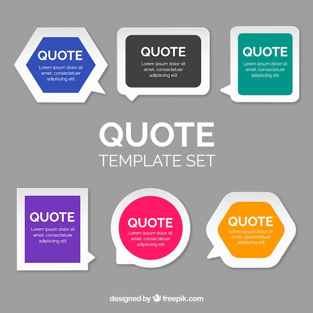 Free vector collection of modern templates for quote in flat design