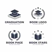 Free vector collection of monochrome flat design book logo