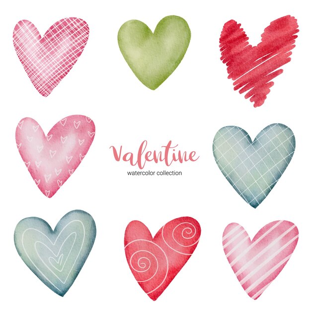 Collection multicolor Hearts illustration.