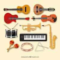 Vettore gratuito collezione di strumenti musicali