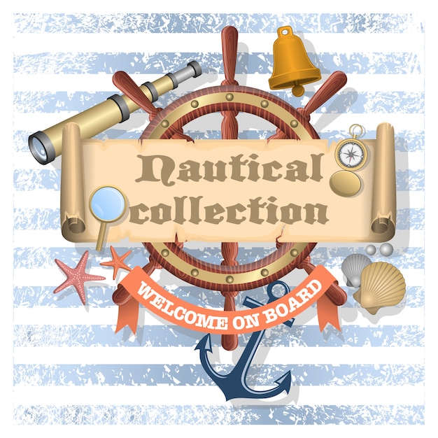 Collection of nautical designed elements