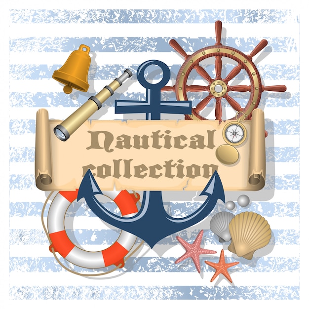 Collection of nautical designed elements