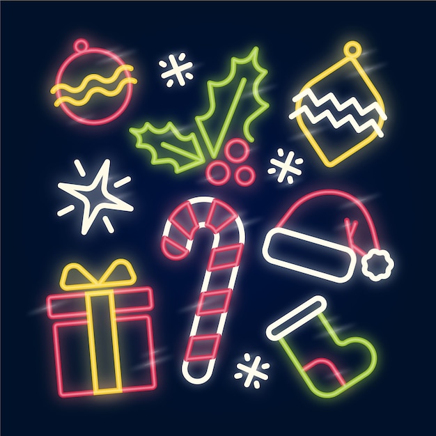 Collection of neon christmas element