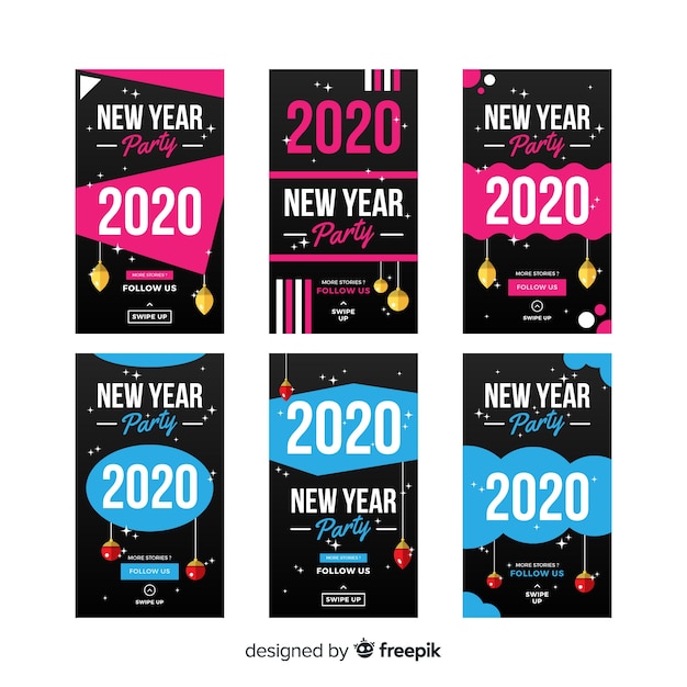 Collection of new year 2020 party instagram story