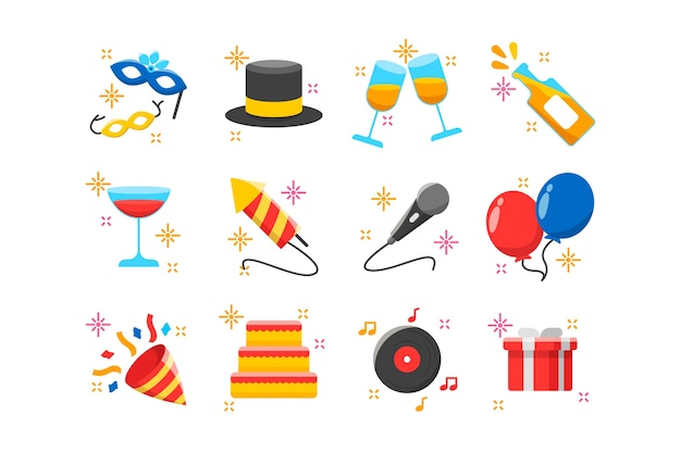 Free vector collection of new year party element in flat design