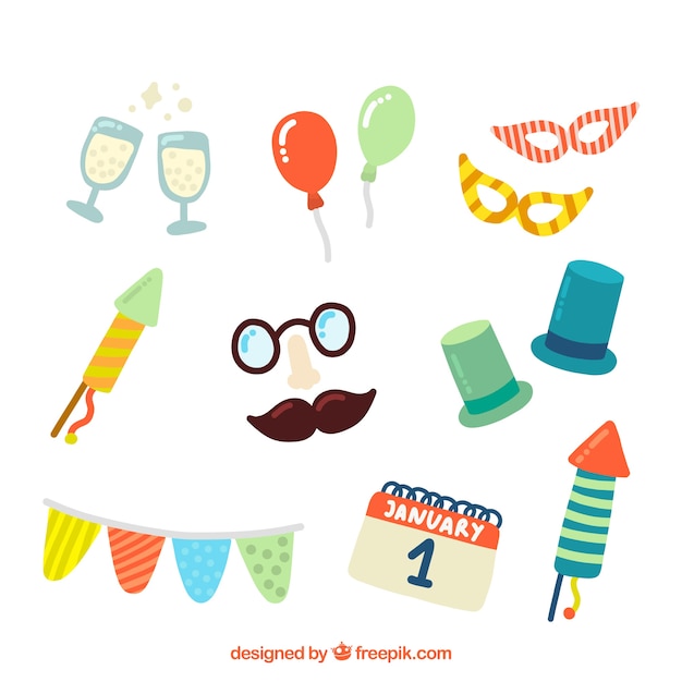 Free vector collection of new year party element