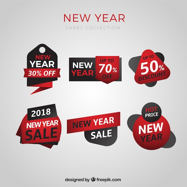 Free vector collection of new year sale tags