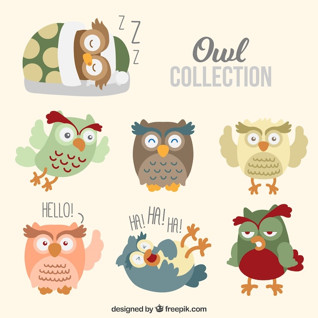Free vector collection of nice childish owls