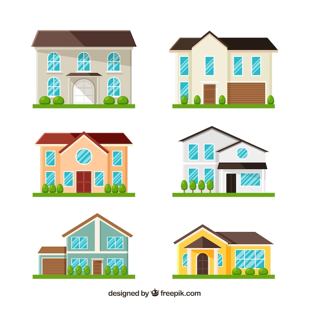 Free vector collection of nice houses in flat design