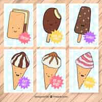 Free vector collection of nice ice cream card