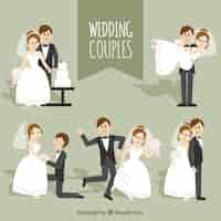 Free vector collection of nice wedding couples