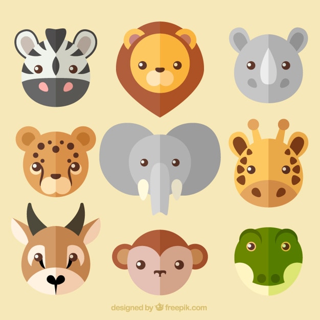 Free vector collection of nice wild animal avatar