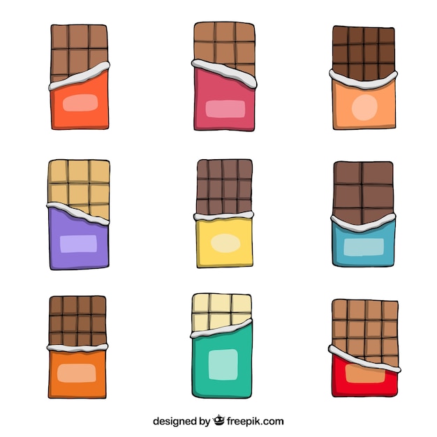 Collection of nine chocolate bars