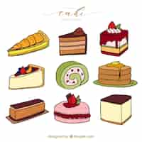 Free vector collection of nine delicious cakes