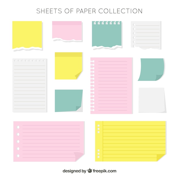Free vector collection of notepad and adhesive notes