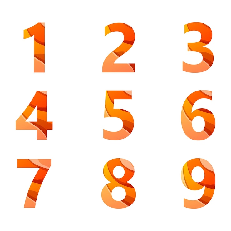 Free Vector collection of numbers with gradient color logo design