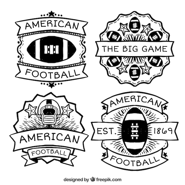 Бесплатное векторное изображение Коллекция американских footballl значки с большими проектами