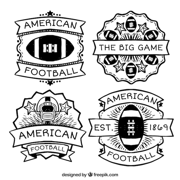 無料ベクター 素晴らしいデザインでアメリカfootballlバッジのコレクション