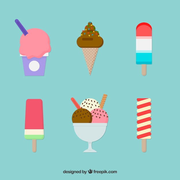 Бесплатное векторное изображение Коллекция аппетитных летних десертов