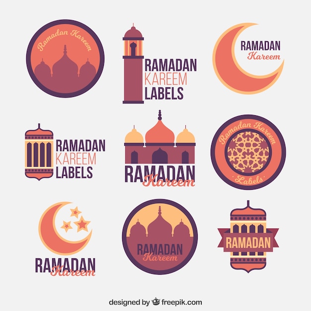 Бесплатное векторное изображение Коллекция красивых наклеек рамадана