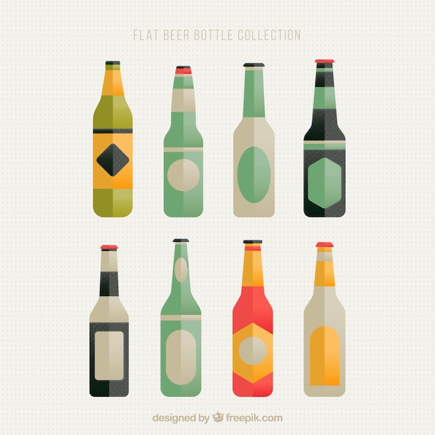 Бесплатное векторное изображение Коллекция пивных бутылок
