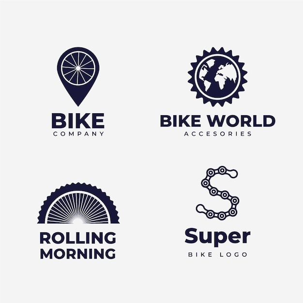 Бесплатное векторное изображение Коллекция шаблонов логотипа велосипеда