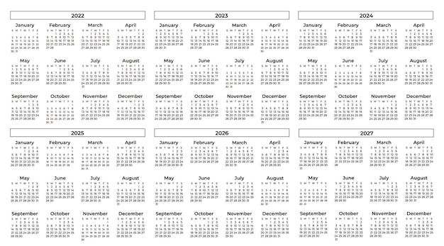 Бесплатное векторное изображение Коллекция черно-белых календарей