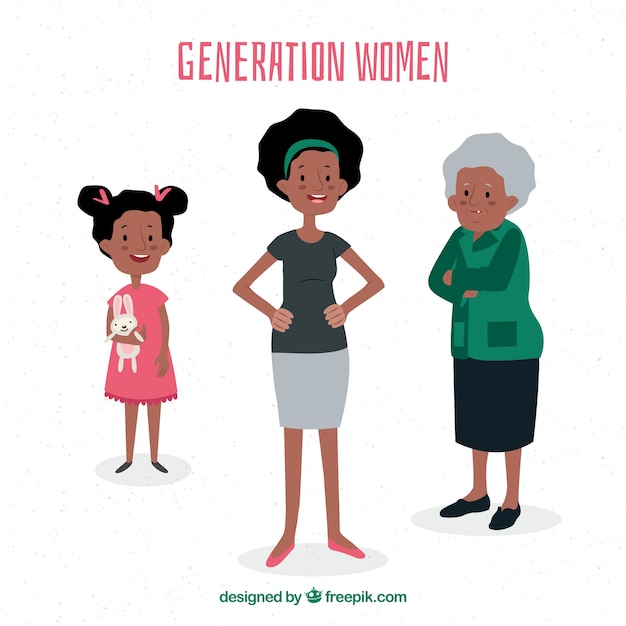 Бесплатное векторное изображение Коллекция чернокожих женщин разных возрастов