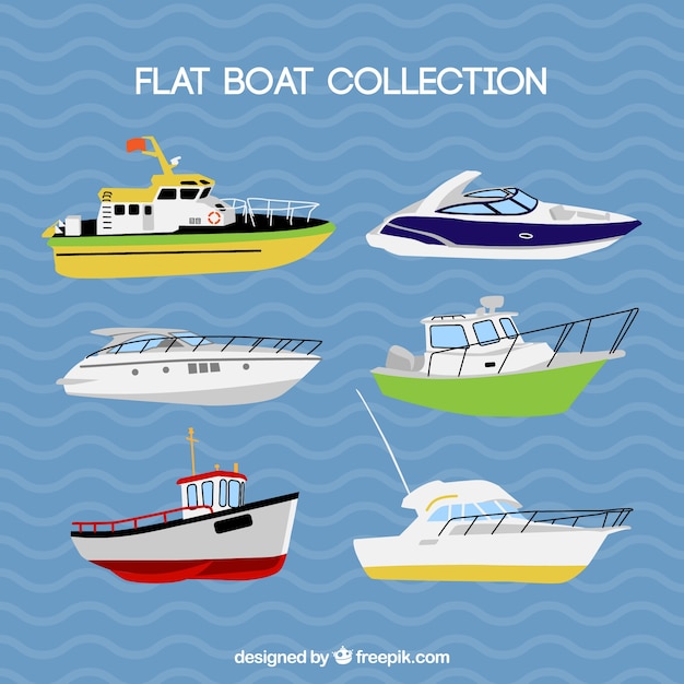 無料ベクター フラットデザインのボートのコレクション