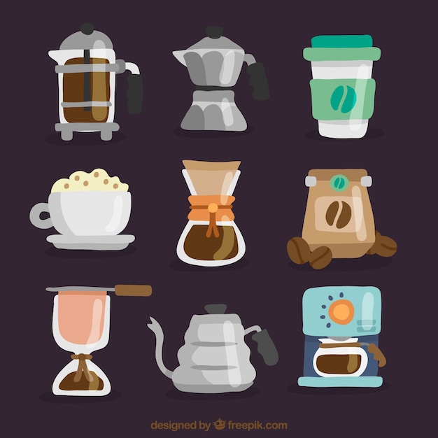 Бесплатное векторное изображение Коллекция кафе элементов