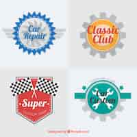 Бесплатное векторное изображение Коллекция автомобильных логотипов с цветными элементами