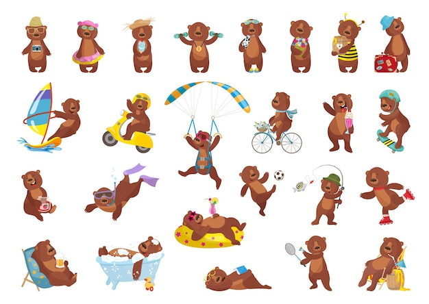 Сборник мультипликационных иллюстраций с медведями