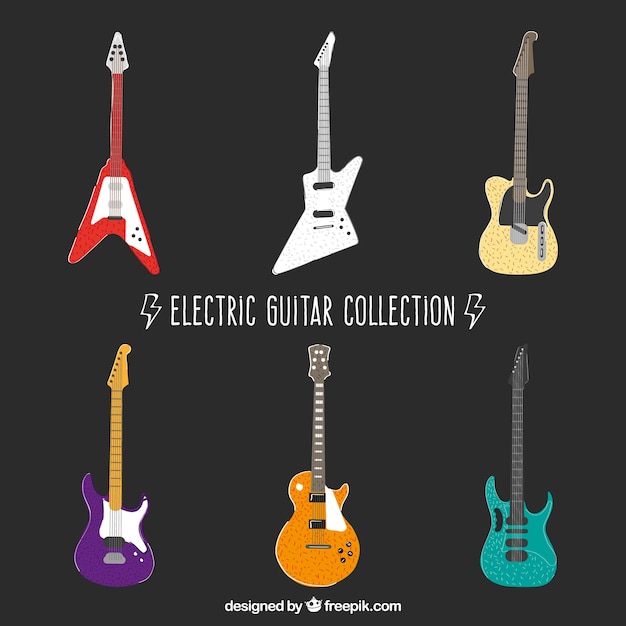 無料ベクター 着色エレクトリックギターのコレクション