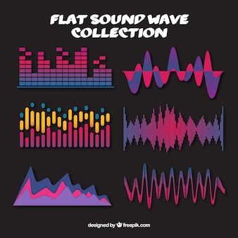 Коллекция цветных звуковых волн в плоском дизайне