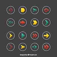 Бесплатное векторное изображение Коллекция красочных иконок со стрелками