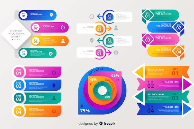 Бесплатное векторное изображение Коллекция красочных инфографики элементов