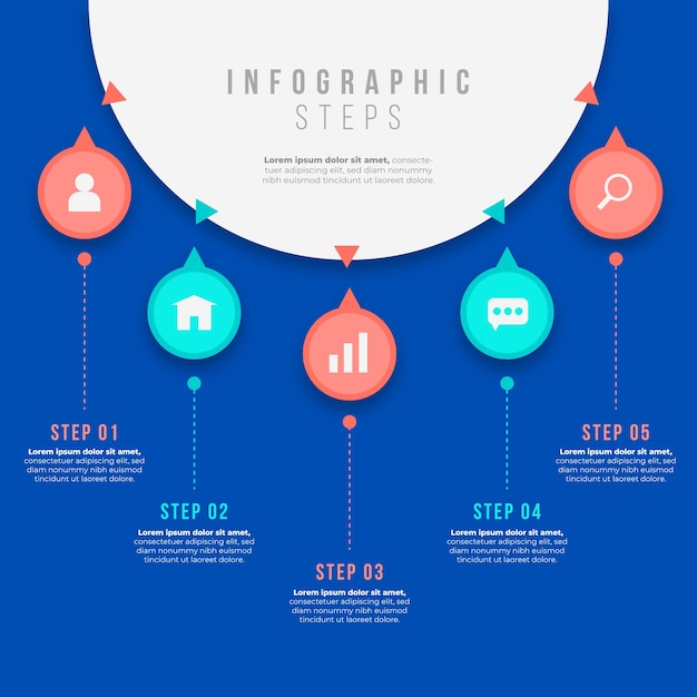 무료 벡터 다채로운 infographic 단계의 컬렉션