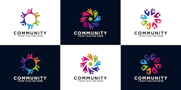 Коллекция логотипов общественных групп людей Premium векторы