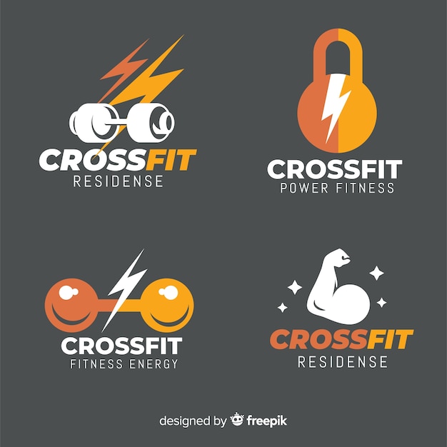 Коллекция crossfit логотипа плоский стиль