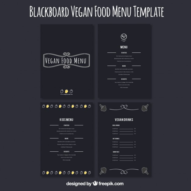 무료 벡터 다크 비건 메뉴 레스토랑의 컬렉션