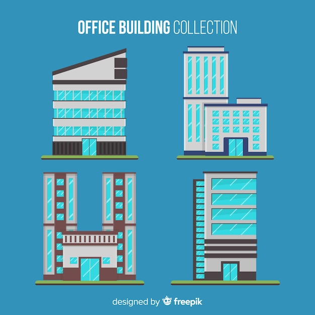 Бесплатное векторное изображение Коллекция различных офисных зданий