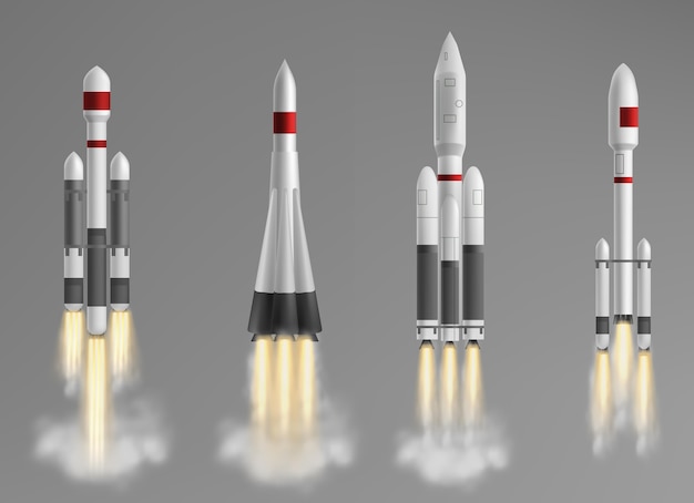Бесплатное векторное изображение Коллекция различных ракетных кораблей