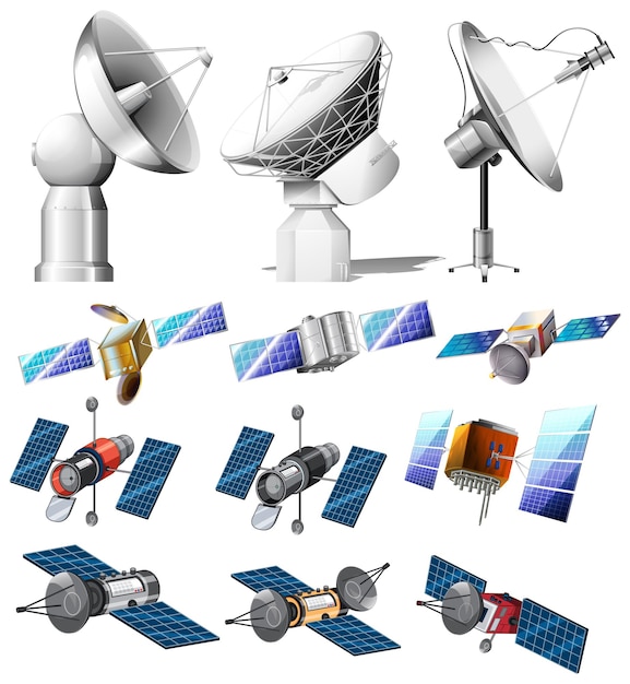 無料ベクター さまざまな衛星のコレクション