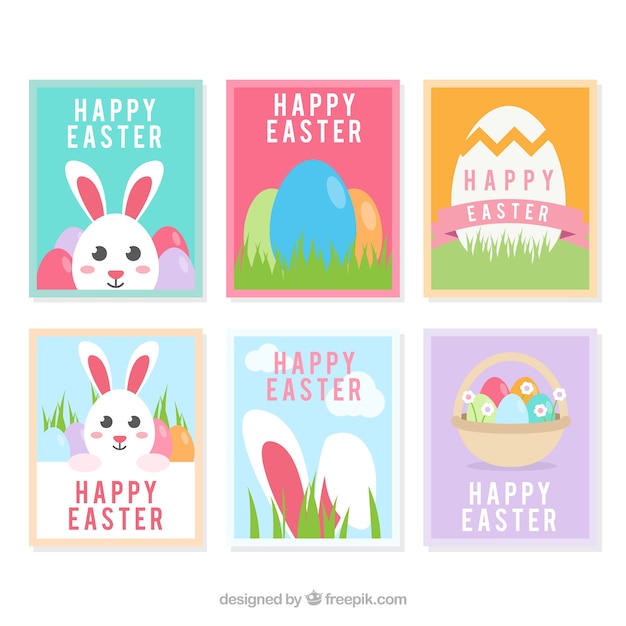 無料ベクター collection of easter cards