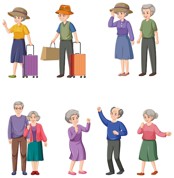 Бесплатное векторное изображение Коллекция персонажей пожилых людей