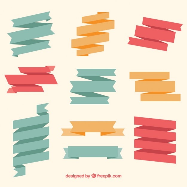 Бесплатное векторное изображение Коллекция плоской цветной лентой