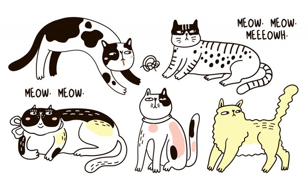 カットイラスト 面白い猫 プレミアムベクター