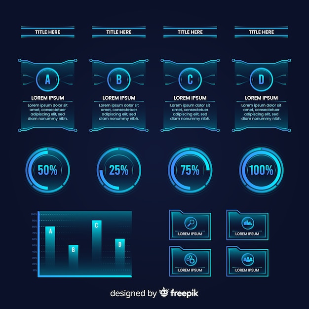 무료 벡터 미래 infographic 요소의 컬렉션