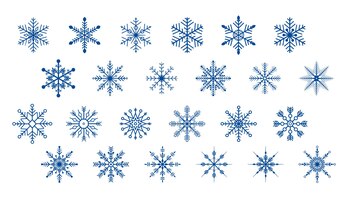 collection of geometric christmas snow flake ornaments for winter holiday