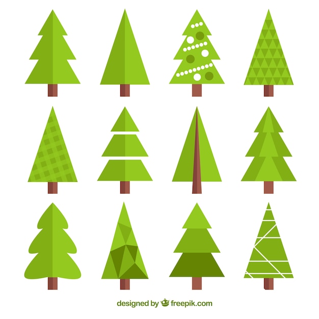 無料ベクター 幾何学的なクリスマスツリーのコレクション